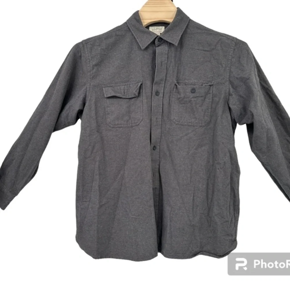 LL‎ Bean 90’s flannel shirt Gray chamois cloth shirt.XL - soft heavy USA